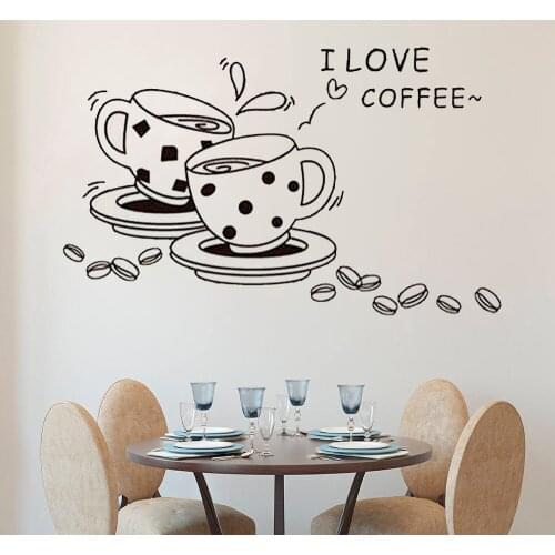 I love Coffee Wall Quote Decals Quotes Kitchen Wall Stickers Wall Decal Stickers Vinyl Wall Decal Removable DK-180
