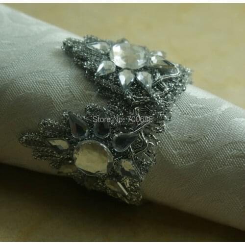 Silver crystal crwon napkin ring, cheap napkin holder