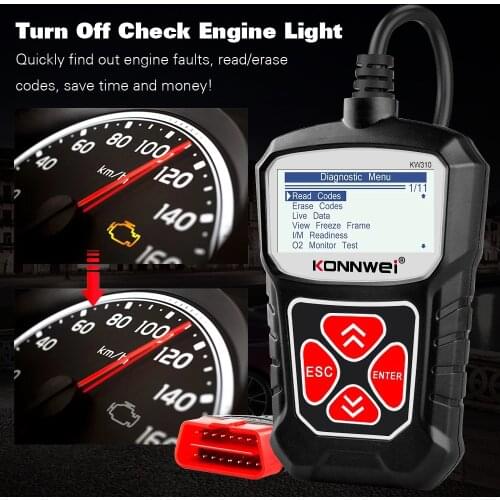 KONNWEI KW310 OBD2 Scanner for Auto OBD 2 Car Scanner Diagnostic Tool Automotive Scanner Car Tools Russian Language PK Elm327