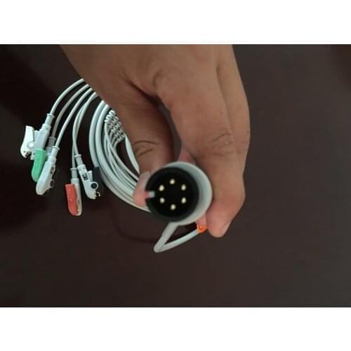 Compatible New Generic AAMI Patient Monitor ECG Cable 5 Leads Clip/Grabber for GE/Mindray/Zoll/Criticare/Edan/BLT/Goldway/Comen