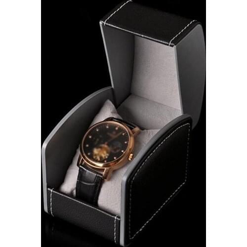 Vintage Faux Leather Jewelry Decor Case Arc Shape Watch Protective Box Organizer Watch Case Watch Boxes Dropshipping Jewelry Box