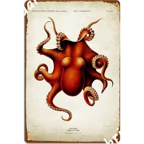 Vintage Octopus Octopus Illustration Metal Sign Pub Garage Wall Decor Club Home Printing Tin Sign Poster