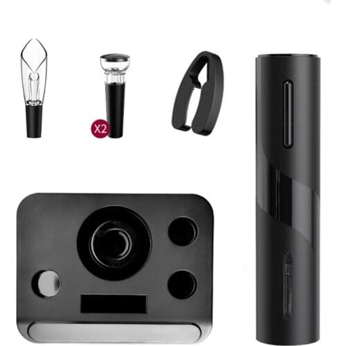 High Quality Electric Wine Opener Set with Stand Premium Stainless Steel Cordless Wine Bottle Opener with Foil Cutter