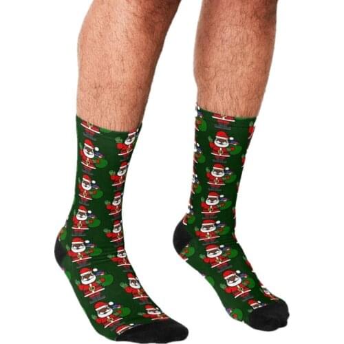 2021 Funny Mens socks black santa claus xmas Pattern Printed hip hop Men Happy Socks cute boys street style Crazy Socks for men