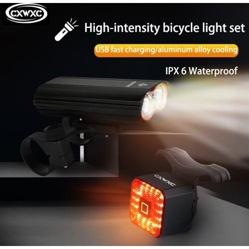 Auto Brake Sensing Rear Light Bicycle Front Light Road Bike Safety Taillight Headlight MTB Cycling USB Charge Flash Lamp Lantern