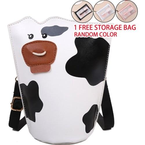 Cow bag female bag 2021 new PU leather fashion messenger bag bucket bag handbag wallet shoulder bag