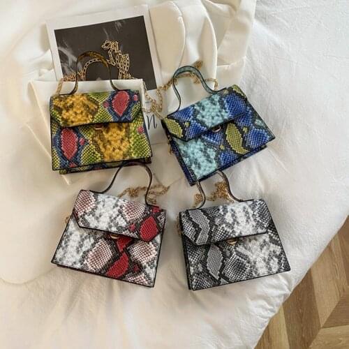 Womens Bag Snake Pattern Print Fashion Design PU Leather Shoulder Crossbody Messenger Bag Ladies Mini Flap Handbags Female bag