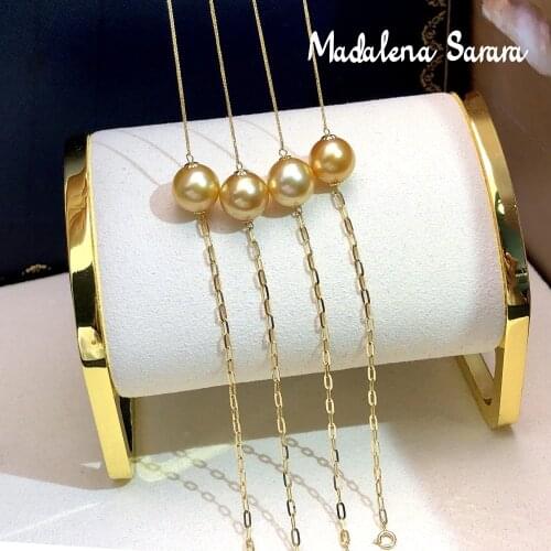 MADALENA SARARA 18k Gold Women Southsea Pearl Bracelet Korean Style Handmade Saltwater Pearl High Quality Chain Bracelet