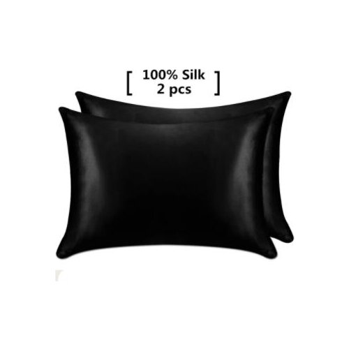 1 Pair 100% Mulberry Silk Pillowcase with Hidden Zipper Nature Pillow Case for Healthy Standard Queen King