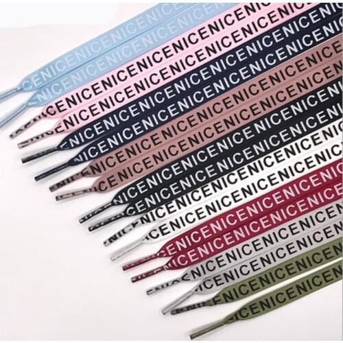 1 Pair New Nice Letter Printed Laces 1CM Width 100CM Length Canvas Sneakers shoelaces Flat Shoe Laces Strings