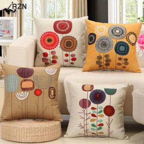 1Pcs Fashion Cotton Linen Flower Pattern Throw Pillow Cushion Cover Seat Car Home Decor Sofa Bed Decorative Pillowcase 40107