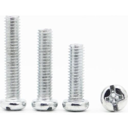 10-50pcs M3 M4 M5 M6 M8 DIN7985 GB818 Zinc Plated Carbon Steel Cross Recessed Round Pan Head Pm Bolts Phillips Machine Screws