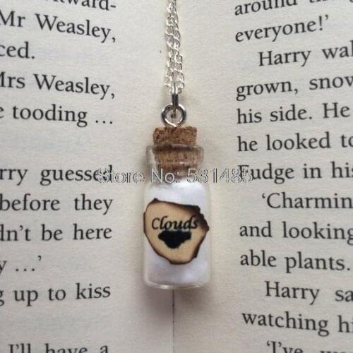 12pcs/lot Clouds Bottle Necklace vintage burned tags Pendant silver tone jewelry c1552