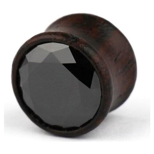 1PC Wooden Zircon Ear Plugs and Tunnels Flesh Tunnels Wood Punk Body Piercing Jewelry Men Women Expanders Fashion Ear Jewelry