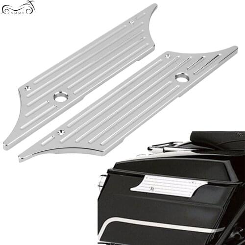 2Pcs Motorcycle Chrome Hard Saddlebag Latch Cover Face For Harley Touring Road Electra Street Glide Road King FLHTC FLHTK 93-13
