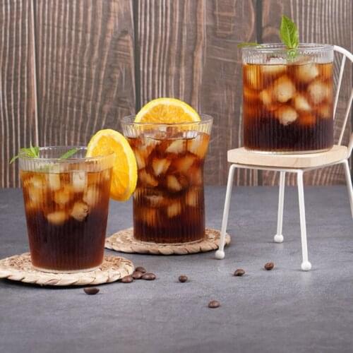 200~300ml Multi-Purpose Wine Glass 2Pcs/Set Vertical Stripes Open Whisky Vodka Cocktail Cup Ice Coffee Cold Drink Drinking Set