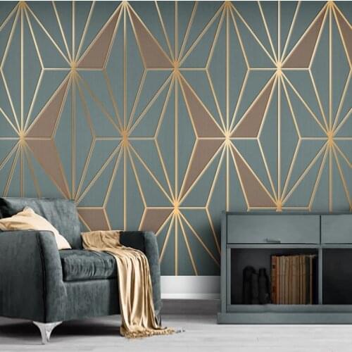 3D Wallpaper Modern Minimalist Abstract Geometric Golden Lines Light Luxury Background Wall Murals Living Room Papel De Parede