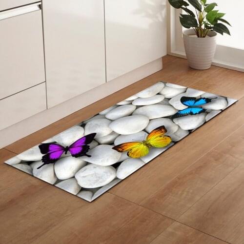 3D gray Cobblestone butterfly carpet Beach kitchen sofa wardrobe bath mat soft rug hallway livingroom bedroom table stair carpet