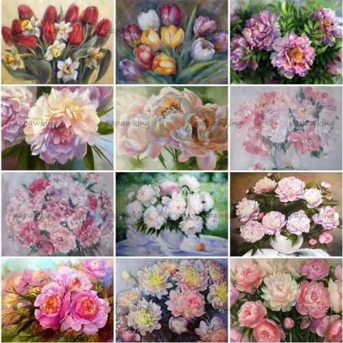 Abstract Diamond Painting Peony Flower Tulip 5D Diy Full Drill Embroidery Mosaic Rhinestone Cross Stitch Kit Wall Art Decor Gift
