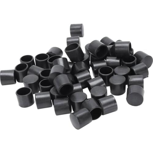50 Pcs Black Rubber PVC Flexible Round End Cap Round 12mm Foot Cover
