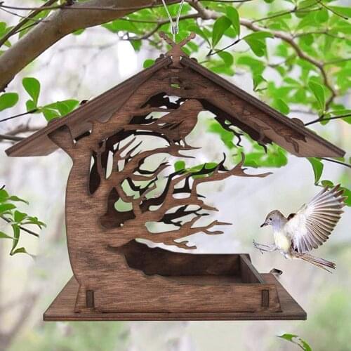 Wood Bird Nests Outdoor Suction Cup Visible Bird Home Garden Window Birdhouse Dispenser Food Container House Bird Feeder tools