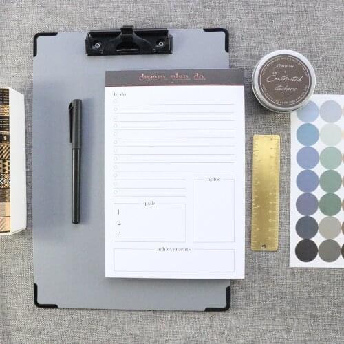 Domikee thick rose pink foil office school desk agenda planner organizer notebooks student goal management daily list 80sheets