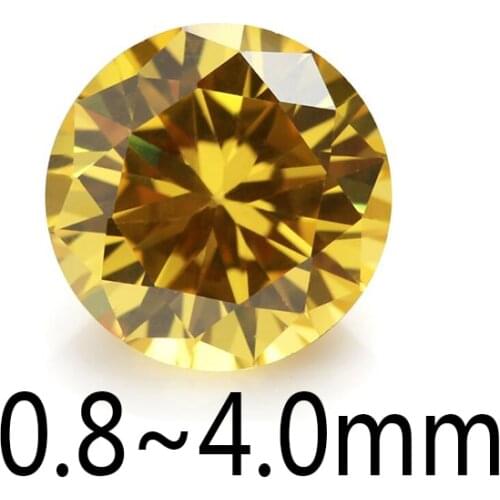 500PCS 0.8mm~4.0mm Round Shape Loose CZ Stone Golden Yellow Color AAAAA Cubic zirconia Synthetic Gems For Jewelry DIY Stone