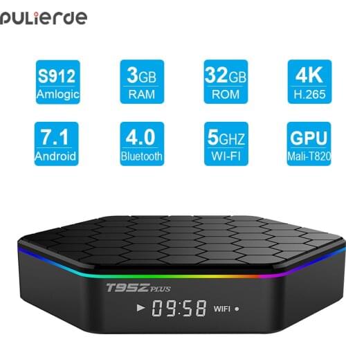 PULIERDE T95Z Plus 3GB 32GB Android 7.1 TV BOX Amlogic S912 Octa Core 2.4G/5GHz WiFi BT4.0 HD 4K Smart Media Player Set Top Box