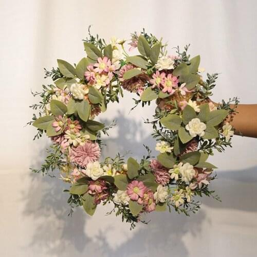 Wreath Artificial Fake Rose Peony Wreath Window DIY Wedding Decoration Home Wall Hanging Door Decor