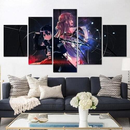 HD Print Painting Sword Art Online Home Decor Canvas Anime Character Poster Modular Pictures Modern Living Room Framework Wall
