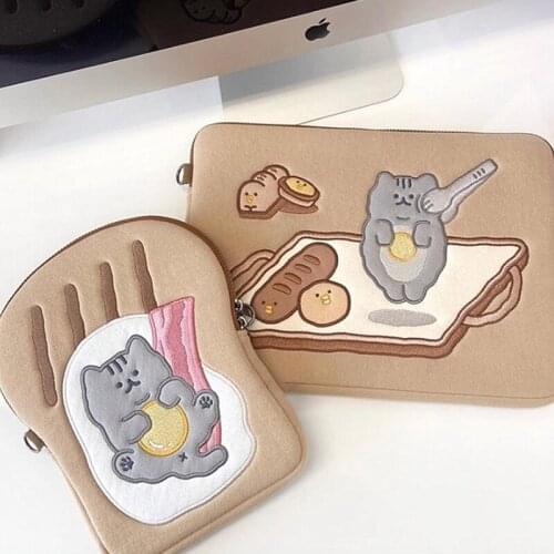 Korea Tablet Case Cute Toast Laptop Bag for Mac Ipad Pro 9.7 11 13inch Seeve Liner Bag Student Girls Case