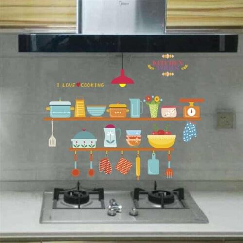 Kitchen Tools Wall Stickers For Kitchen Room Decoration I Love Cooking Quotes Mural Art Diy Home Decor Wall Decal Peel And Stick
