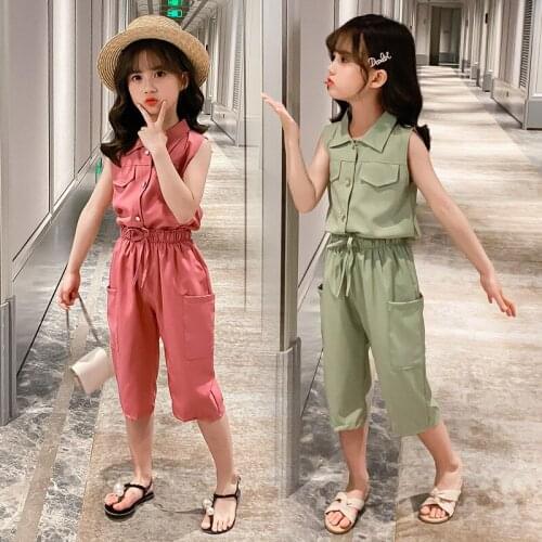 Summer Baby Girls Clothes Sets Sleeveless T-shirt + Pants 2PCS Fashion Childrens Clothing Suits Kids Outfits 4 6 7 8 10 12 Year