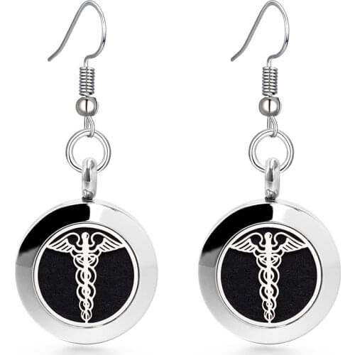 English letters Essential Oil Diffuser Earring Locket 316L Stainless Steel Jewelry Fashion Drop Earring Wholesale 10pads