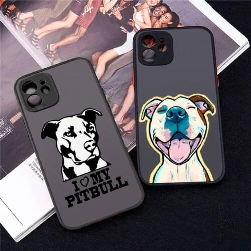 Pitbull Bulldog Dog cute Phone Case For iphone 12 11 8 7 plus mini x xs xr pro max matte transparent cover