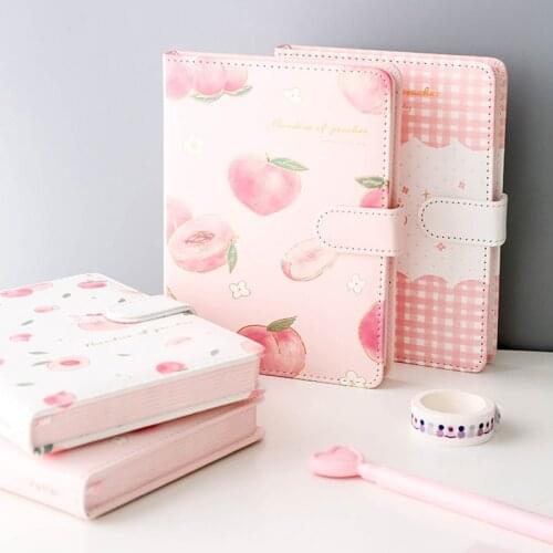 Cartoon Cute Notebooks And Journals Kawaii Fruit Diary Book Creative DIY Colored Inner Page Agenda PU Scrapbook School Supplies