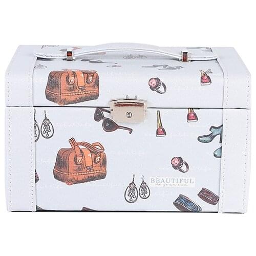 Cartoon portable jewelry box European multi-layer jewelry storage cosmetic box creative travel jewelry box