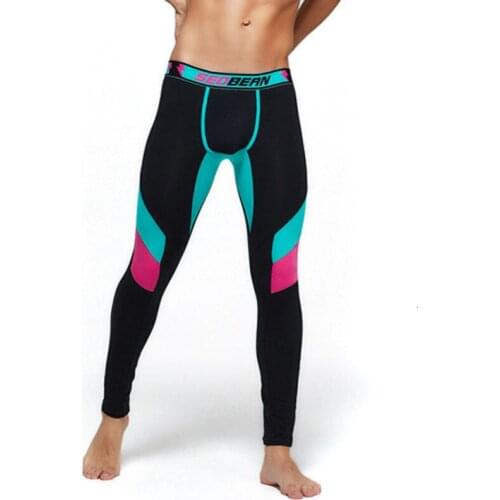 2019 Contrast Color Mens Thermal Underwear Men Thermo Pants Cotton Sexy Bulge Fitness Warm Leggings Winter Clothing Tights Gay