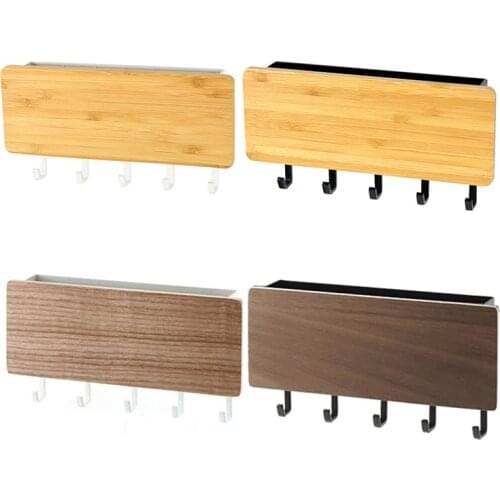 Wall Hanging Bamboo Key Hanger Holder Wall Organizer Rectangle Key Rack Hooks Coat Hooks Home Decoration Coat Hanger