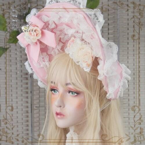 Origional French style Vintage Bonette BB Hat Gorgeous Pink Hand-Made Lolita Small Things Gorgeous Small Top hat Accessories
