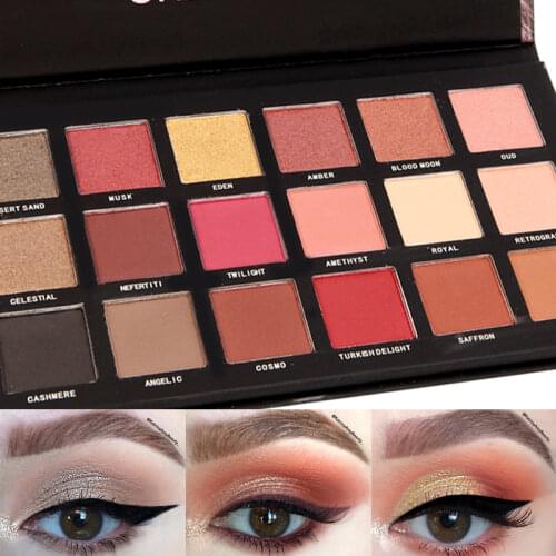 18 Colors Matte Nude Eyeshadow Palette Waterproof Pigment Pearlescent Shimmer Eye Shadow Glitter Mineral Powder Makeup Pallete