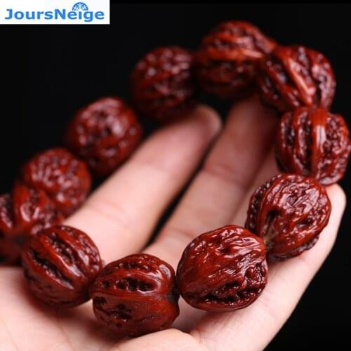 Authentic Small Wild Peanut Walnut Bodhi Bracelets Shaped Walnut Buddha Beads Hand String For Men Women Wood Prayer Japa Mala