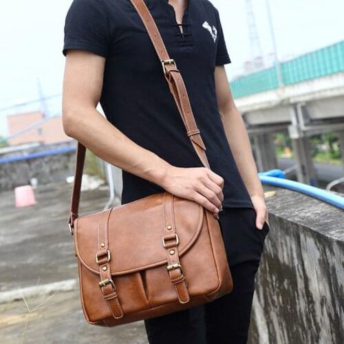 Weysfor Casual Men Shoulder Bag Large Vintage Crossbody Bag Top Quality Male PU Leather Handbag Capacity Messenger Bags Tote Bag