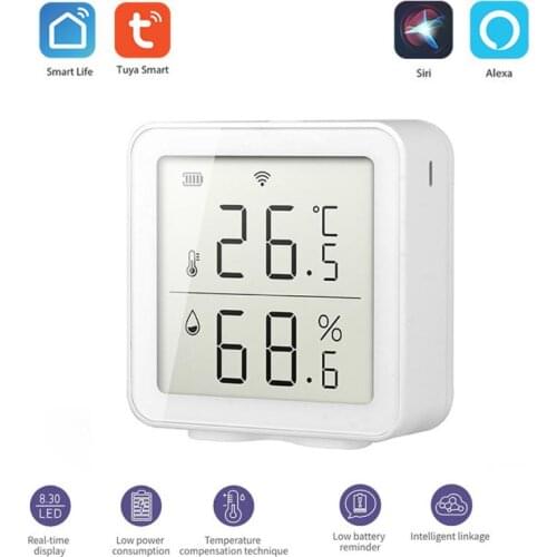 Tuya WiFi Smart Temperature Detector Temperature And Humidity Sensor Smart Home APP Remote Control Work With Alexa Google Home