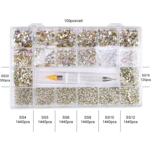 Swarovsky Crystal AB Nail Art Rhinestones Flatback Strass Shiny Glass Nail Stones Gems For 3D Nails DIY Manicure Decorations