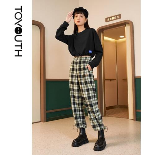 Женские брюки в клетку Toyouth China At AliExpress