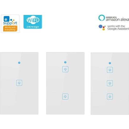 WiFi+RF Smart Wall Touch Light Switch, Smart Home Automation Remote Control Via EWeLink APP/ Voice, Work With Alexa Google Home