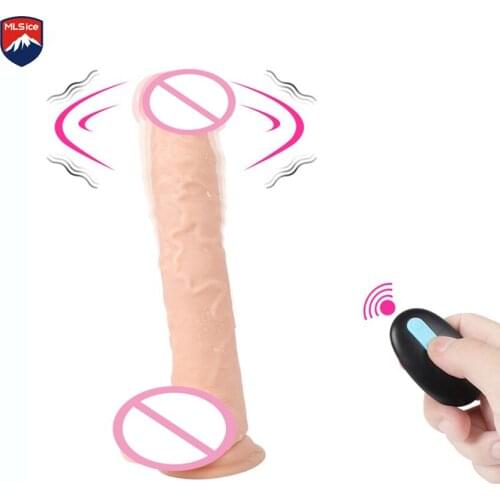 MLSice Vibrating Dildo with 360° Rotation 9 inch Vibrate Rotate Recharge Waterproof Realistic Penis for Women with Suction Cup