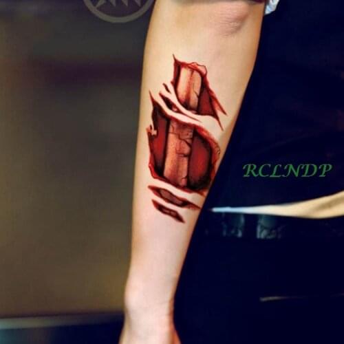 Waterproof Temporary Tattoo Sticker 3D Halloween bone skull red bleed lip hand tatto stickers flash tatoo fake tattoos for men 7