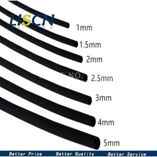 1M 2:1 Black Heat Shrinkable Tube Inside Diameter 1mm/1.5mm/2mm/2.5mm/3mm/3.5mm/4mm/5mm/6mm/7mm/8mm/9mm DIY Repair Cable Sleeves